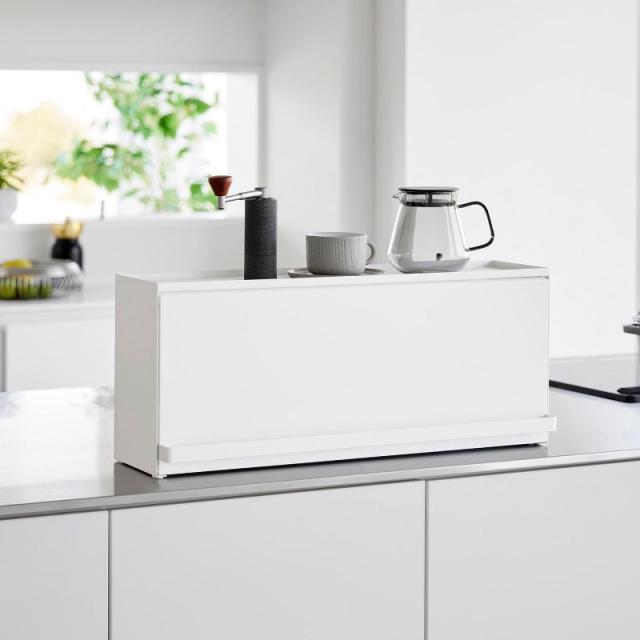 山崎実業　前が開くキッチンカウンター上収納ラック タワー D15 ホワイト 4903208014526　【品番：01452】