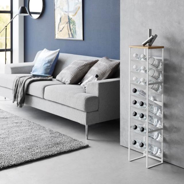 山崎実業　天板付きボトルストッカー タワー 8段 ホワイト 4903208014915　【品番：01491】