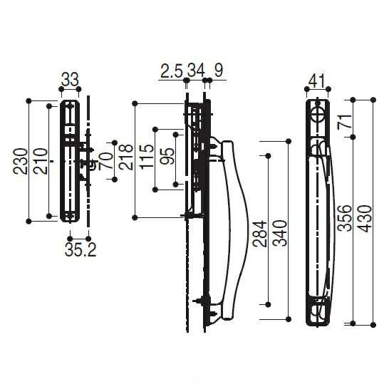 YKK AP アール型ハンドル戸先内締り錠 【品番：YG HH3K19828】