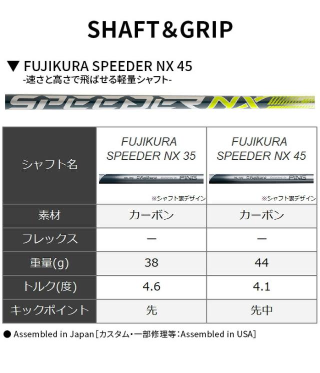 PING フジクラ　スピーダーNX HL45 7w シャフト G430純正 Speeder NX HL 45 ピン 7W用 シャフト ピン PING G430