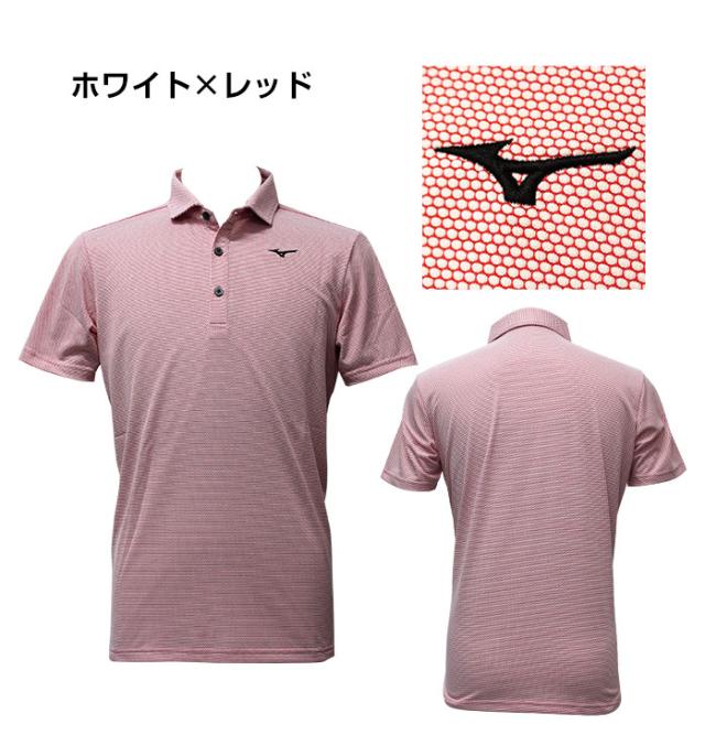 ミズノ MIZUNO ゴルフ 半袖 ポロシャツ メンズ ハニカム柄 MOVE