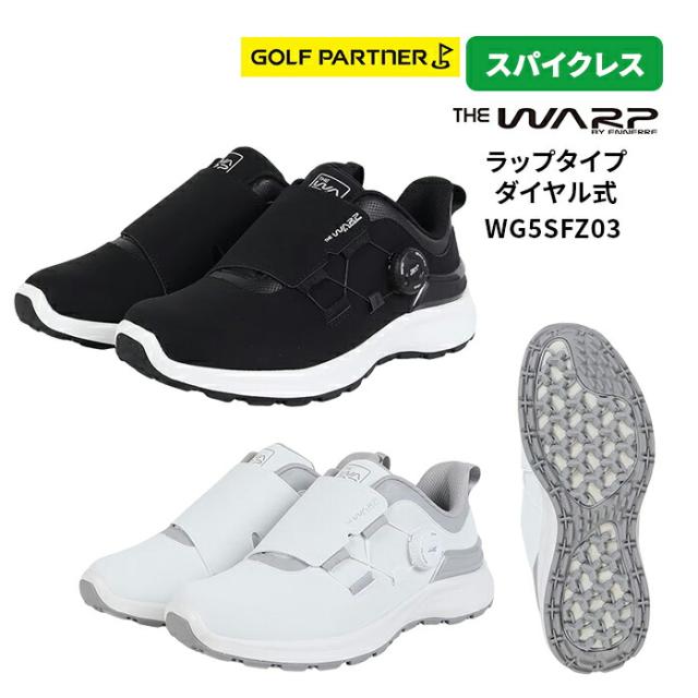 ザ ワープ バイ エネーレ ゴルフシューズ スパイクレス メンズ ラップ タイプ ダイヤル式 WG5SFZ03 ホワイト ブラック The Warp By Ennerre
