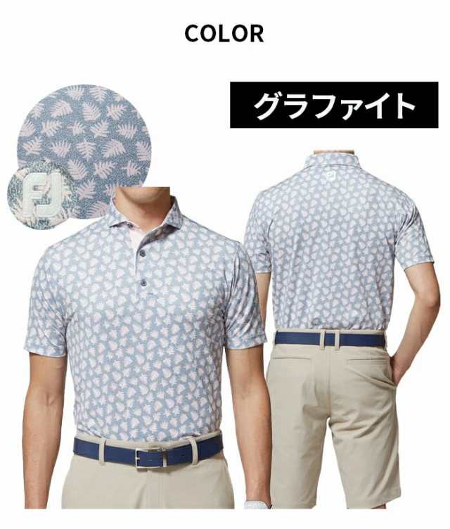 フットジョイ ゴルフウェア メンズ 半袖 ポロシャツ 夏 総柄