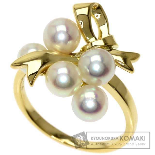 ミキモト MIKIMOTO パール 真珠 リボンモチーフ リング・指輪 K14 ...