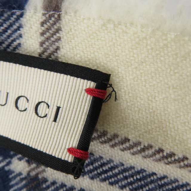 グッチ GUCCI ビー タータンチェック マフラー 布 レディース 中古の