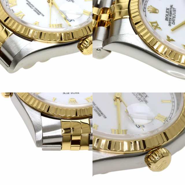 ROLEX 16233 デイトジャスト ホワイトローマン 腕時計 SS SSxK18YG メンズ