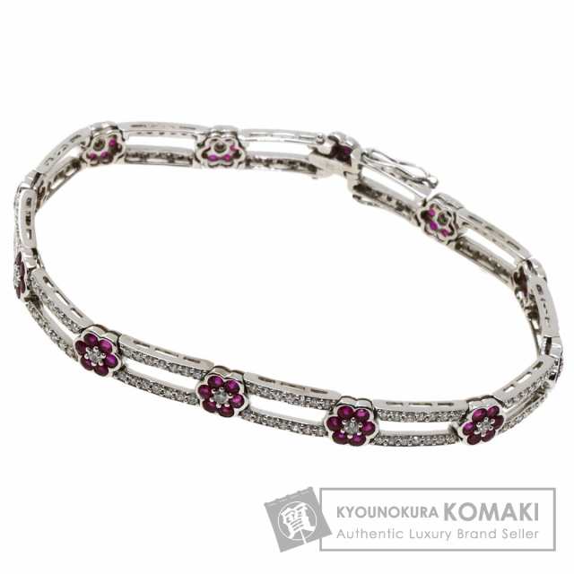 SELECT JEWELRY フラワーモチーフ カラーストーン ブローチ K18WG レディース