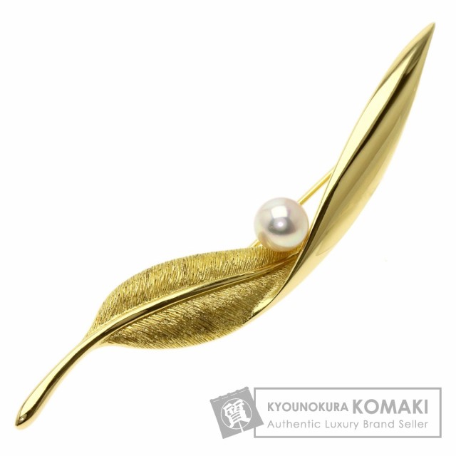 ミキモト MIKIMOTO パール 真珠 ブローチ K18イエローゴールド