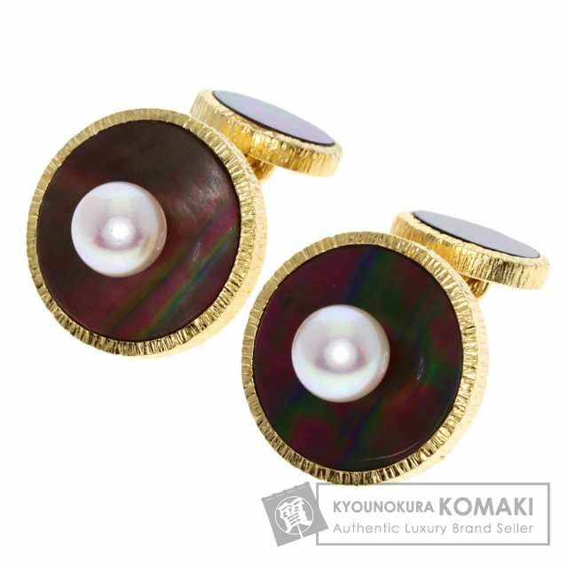 タサキ TASAKI アコヤパール 真珠 シェル カフス K18イエローゴールド 