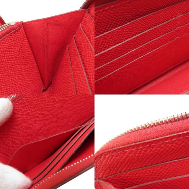エルメス HERMES アザップロング レッド シルバー金具 長財布（小銭