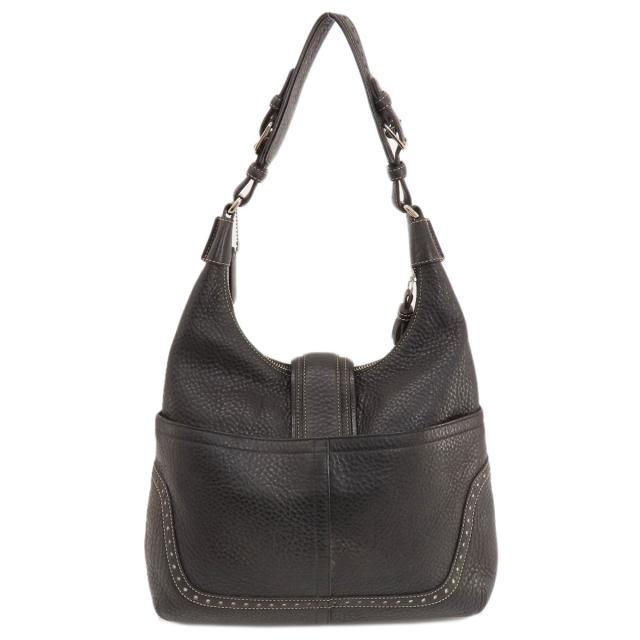 ナッパレザー【COACH】ショルダー バッグ COACH コーチ レザー ショルダーバッグ ブラック シボ革 肩掛け