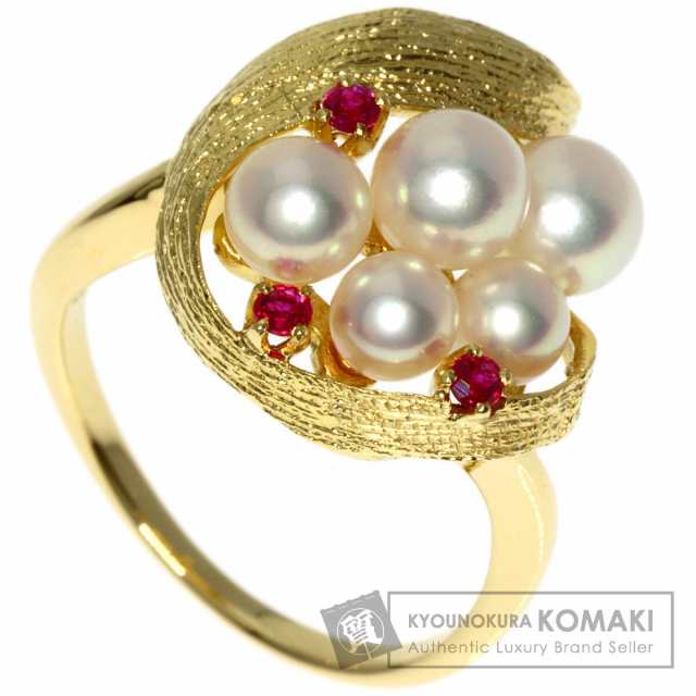 ミキモト MIKIMOTO パール 真珠 ルビー リング・指輪 K18イエローゴールド レディース 中古