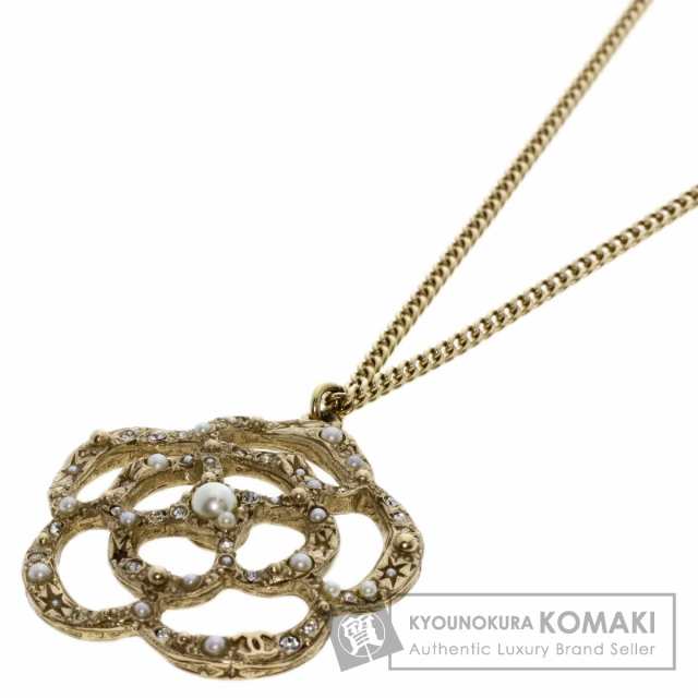 シャネル CHANEL カメリア フェイクパール ネックレス 金属製 レディース 中古