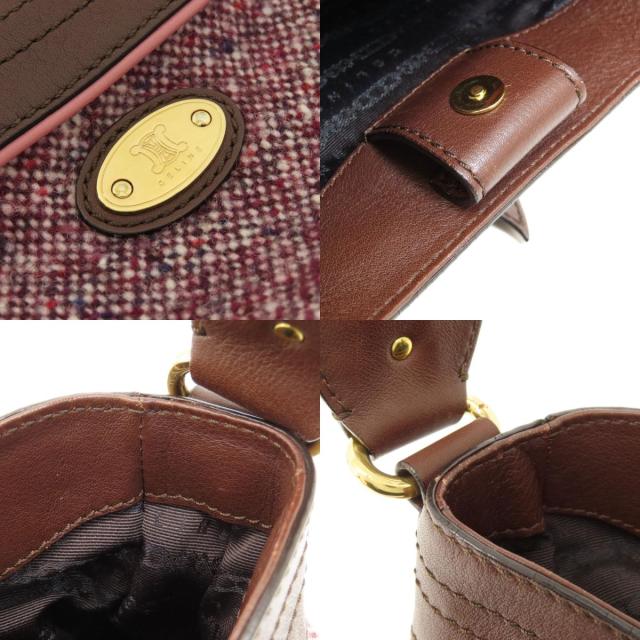 セリーヌ CELINE ロゴ金具 ツイード ハンドバッグ ツィード レディース