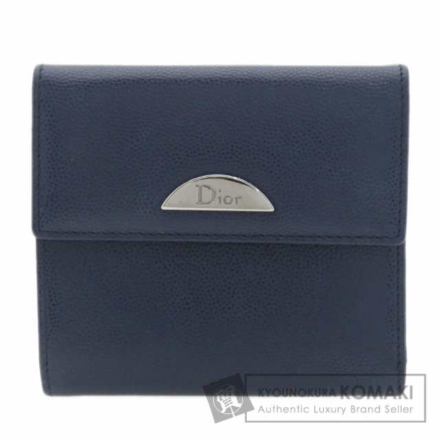 クリスチャンディオール CHRISTIAN DIOR ロゴ金具 二つ折り財布（小銭入れあり） レザー 中古