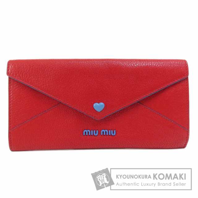 ミュウミュウ MIUMIU ハートモチーフ 長財布（小銭入れあり） レザー レディース 中古