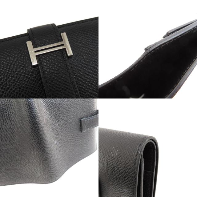 エルメス HERMES ベアンコンパクト 黒 ブラック シルバー金具 中古の