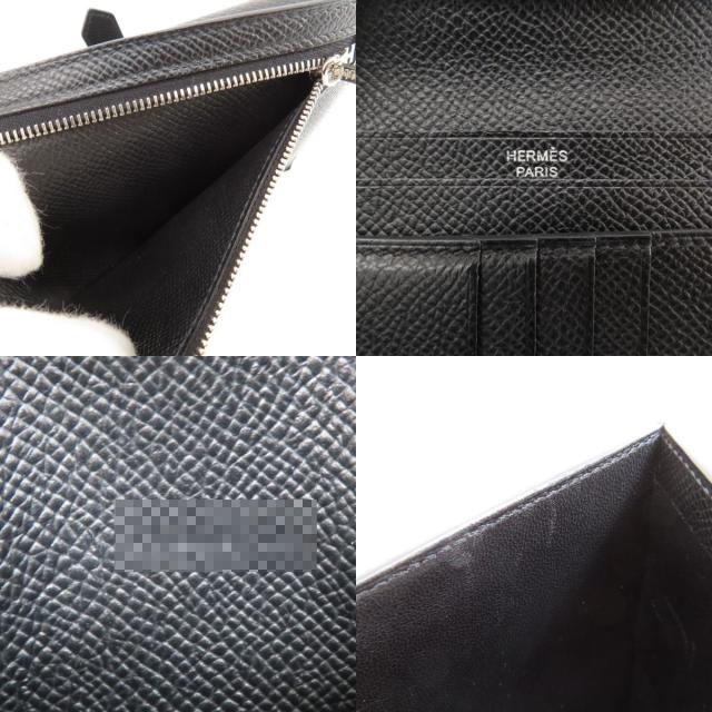 エルメス HERMES ベアンコンパクト 黒 ブラック シルバー金具 中古の