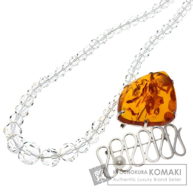 セレクトジュエリー SELECT JEWELRY  水晶 コハク 琥珀 ネックレス ブローチ 3点セット  中古