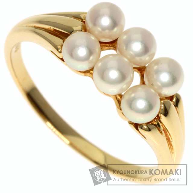 ミキモト MIKIMOTO ベビーパール 真珠 2ロウ リング・指輪 K18イエローゴールド 中古