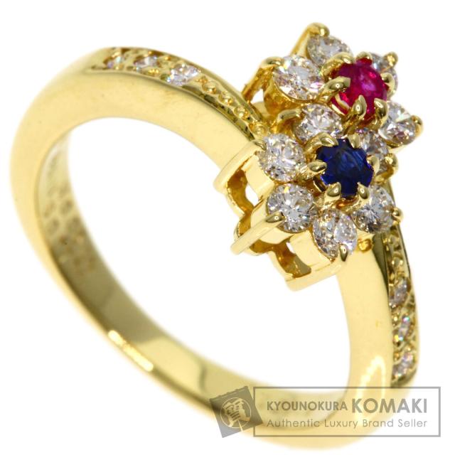 ミキモト MIKIMOTO フラワーモチーフ ダイヤモンド サファイア ルビー リング・指輪 中古