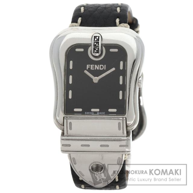 フェンディ FENDI 3800G バックルモチーフ 腕時計 ステンレススチール 革 レディース 中古