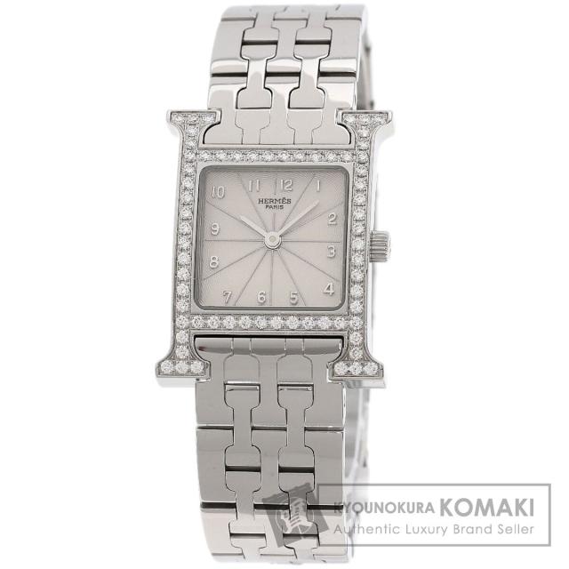 エルメス HERMES HH1.230  Hウォッチ ベゼルダイヤモンド  腕時計 ステンレススチール SS 中古