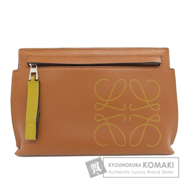 ロエベ LOEWE  Tポーチ アナグラム  アクセサリーポーチ カーフ レディース  中古