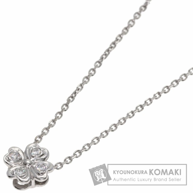 ミキモト MIKIMOTO クローバー ダイヤモンド ネックレス K18ホワイトゴールド レディース 中古