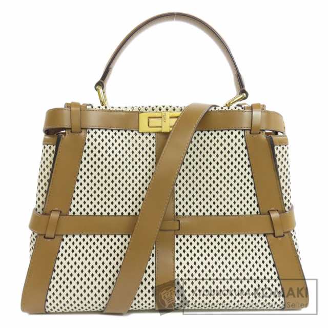 フェンディ FENDI ピーカブー パンチング 2WAY ハンドバッグ カーフ レディース 中古