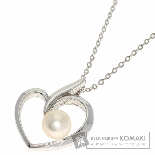 ミキモト MIKIMOTO ハートモチーフパール 真珠 ネックレス シルバー レディース 中古