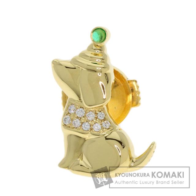 ギメル Gimel ドッグモチーフ ダイヤモンド エメラルド ピンブローチ ブローチ 中古