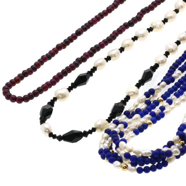 セレクトジュエリー SELECT JEWELRY ラピスラズリ 淡水パール 5連 ガーネット オニキス 中古_1