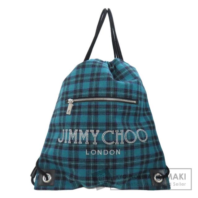 ジミーチュウ Jimmy Choo  ナップサック チェック柄 ロゴスタッズ  リュック・デイパック 中古