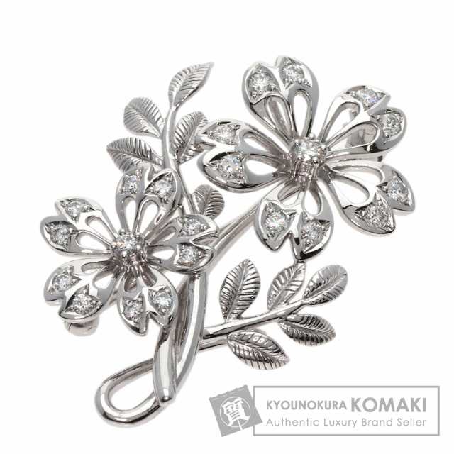 全国総量無料で ミキモト MIKIMOTO フラワーモチーフ ダイヤモンド ブローチ K18 アクセサリー