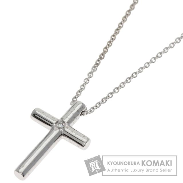 ティファニー TIFFANY&Co. クロス 1P ダイヤモンド ネックレス K18 