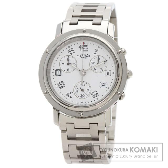 エルメス HERMES CL1.910 クリッパー クロノグラフ 腕時計 ステンレススチール SS メンズ 中古