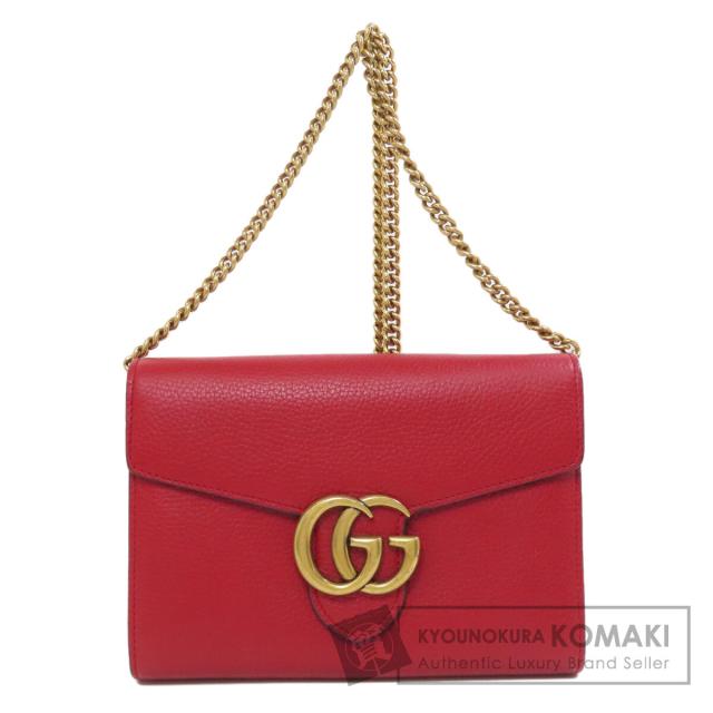 グッチ GUCCI 401232  GGマーモント チェーンウォレット  長財布（小銭入れあり） レザー 中古