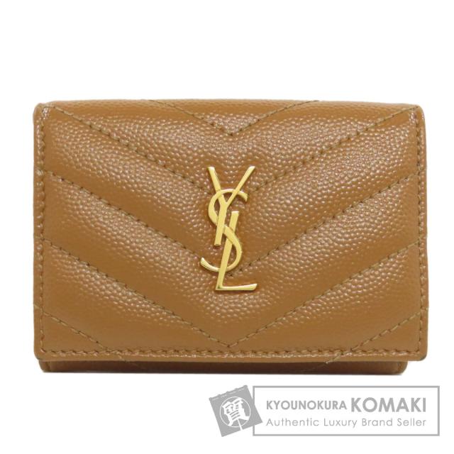 サンローラン SAINT LAURENT  ロゴ 三つ折り財布  二つ折り財布（小銭入れあり） レザー 中古の通販は 44,250円