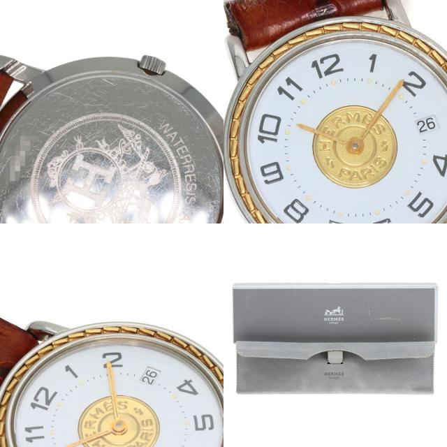 箱ギャランティ付HERMESエルメスセリエデイトラウンドクオーツメンズ純正腕時計 箱ギャランティ付HERMESエルメスセリエデイトラウンドクオーツメンズ