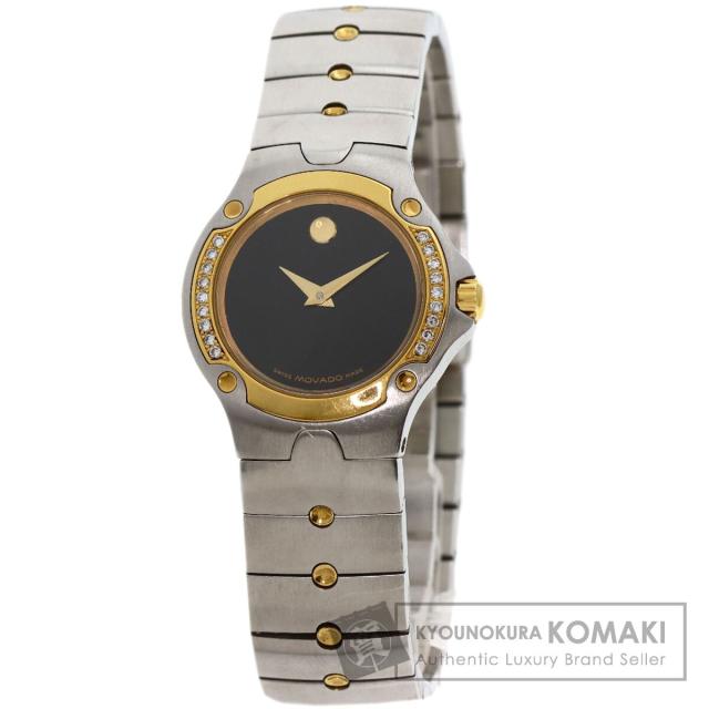 モバード Movado 81G41851S  ラウンドフェイス  腕時計 ステンレススチール SSxGP   レディース  中古の通販は