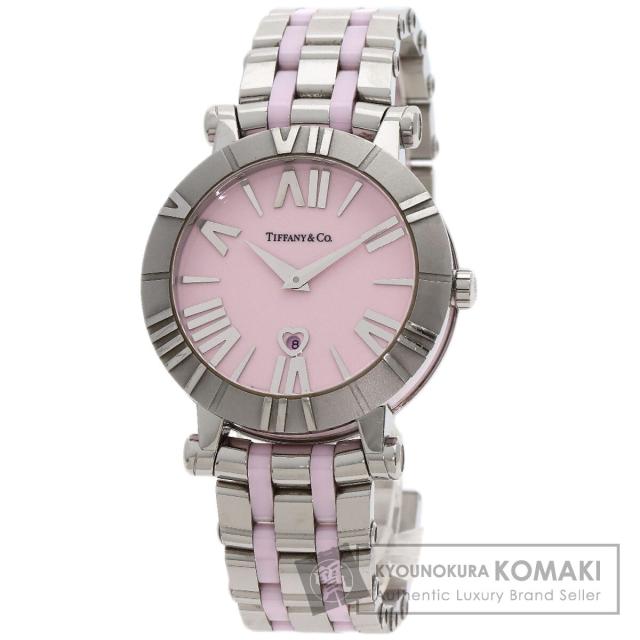 ティファニー アトラス Z1301 革ベルト クォーツ ピンク レディース 時計