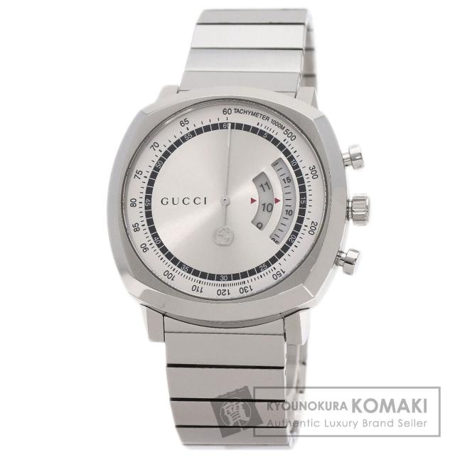 グッチ GUCCI YA157302  グリップ クロノグラフ  腕時計 ステンレススチール SS   メンズ  中古