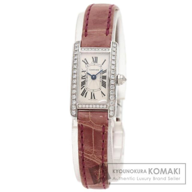 カルティエ CARTIER WB710015 ミニタンク アメリカン 腕時計 K18ホワイトゴールド 革 中古