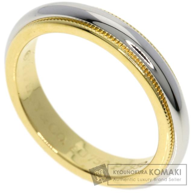 Tiffany & Co. ミルグレイン イエローゴールド&プラチナリング　9号 TIFFANY&Co. ティファニー 美品 ミルグレインバンドリング 9号 750