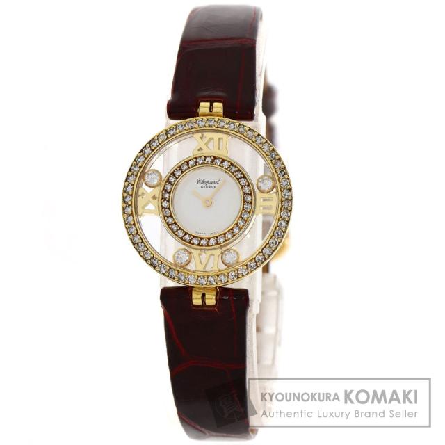 ショパール Chopard S20/5558  ハッピーダイヤモンド  腕時計 K18イエローゴールド 革   中古