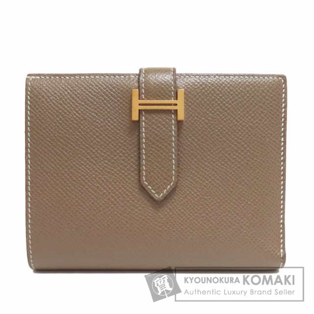 エルメス HERMES  ベアンコンパクト エトープ ゴールド金具  二つ折り財布（小銭入れあり） 中古の通販は