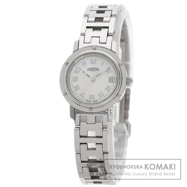 エルメス HERMES CL4.210  クリッパー ナクレ  腕時計 ステンレススチール SS   レディース  中古
