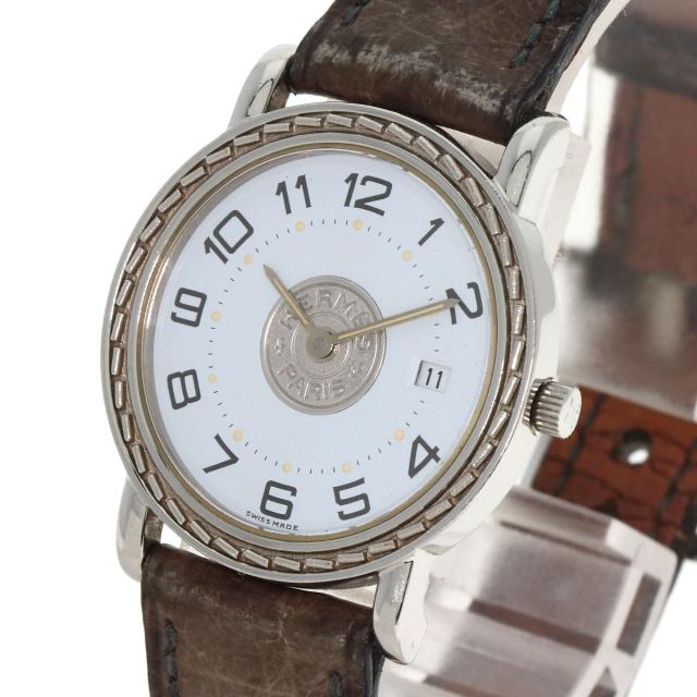 エルメス HERMES セリエ 腕時計 ステンレススチール オーストリッチ レディース 中古_3