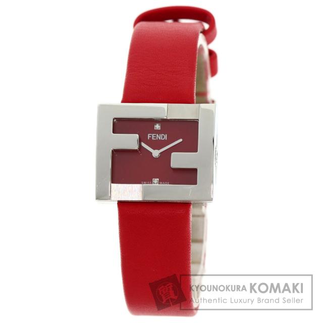 フェンディ FENDI F100101901 フェンディマニア 腕時計 ステンレススチール 革 レディース 中古